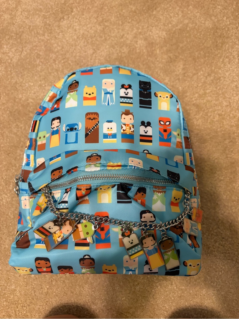 Disney Light Blue Character Charm Mini Backpack